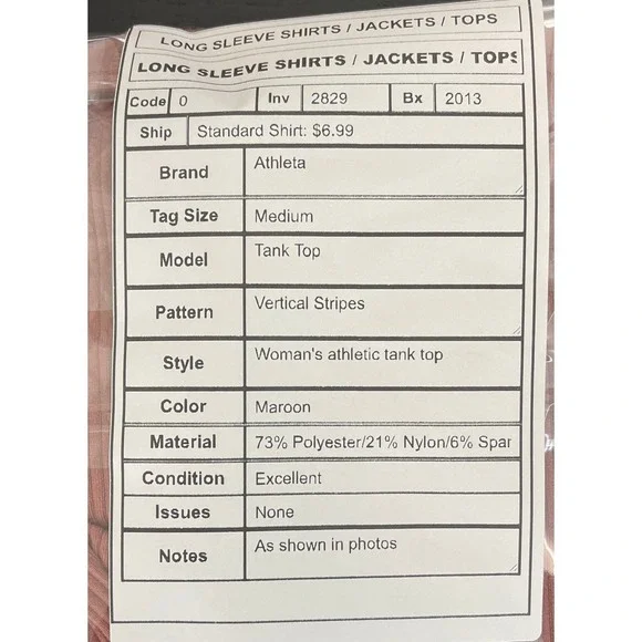 Athleta Women M Tank Top Vertical Stripes Maroon Athletic Tank Top Scoop Neck - Picture 2 of 7